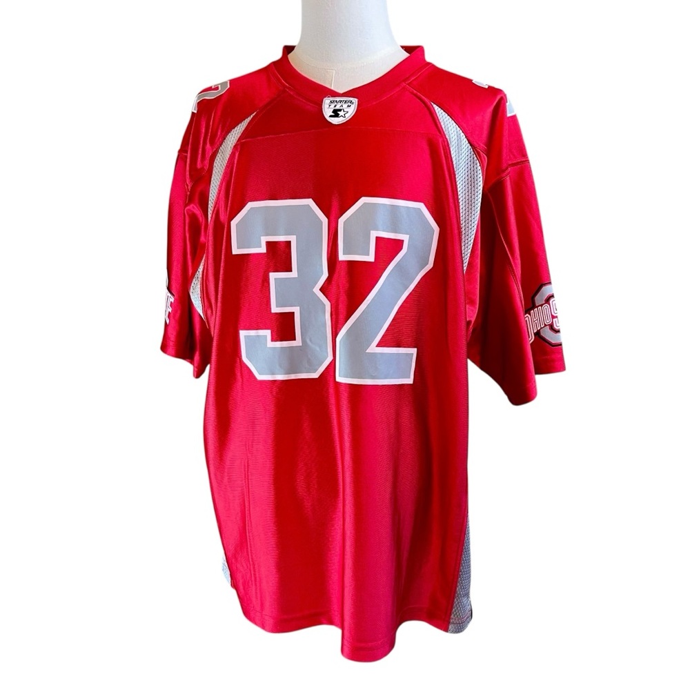 STARTER Ohio State Buckeyes Football Jersey Sz XL #32 Red‎ Gray Champions Big 10